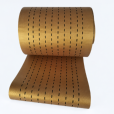 Brown PTFE conveyor belt with longitudinal rows of slots, offered by IKSONIC, a China supplier.
