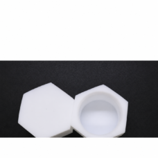 Close-up of the blind opening and closed hexagonal end of PTFE pipe caps, IKSONIC supply