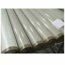Pale PTFE-coated conveyor belt material rolls with glossy woven surfaces.