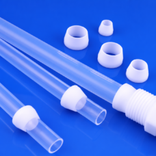 White PTFE conical ferrules and tube installation examples from IKSONIC; pictured tubes and fitting are illustrative, not an included assembly.
