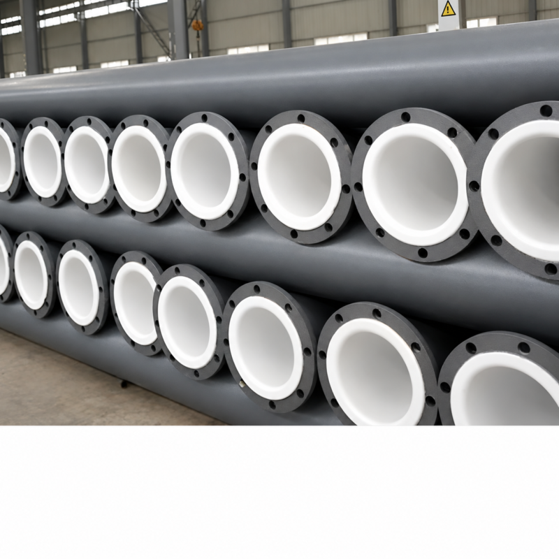 PTFE lining in flanged steel pipes, an application example for IKSONIC liner tubes.