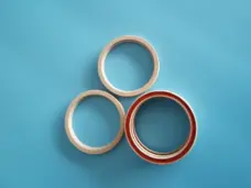 PTFE rotary seal rings with a red insert on a blue background, available from IKSONIC in China
