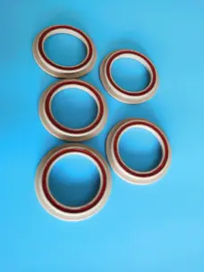Five PTFE sealing rings arranged to show the inner profiles for IKSONIC wholesale enquiries