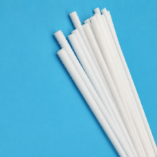 White PTFE threaded rods on a blue background for IKSONIC wholesale supply