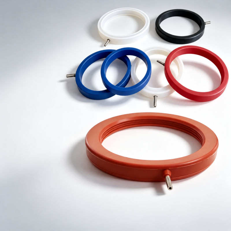Colored IKSONIC silicone inflatable seal rings with metal air connections.