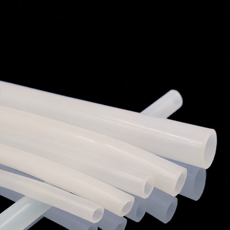 Translucent IKSONIC silicone tubes showing different bore openings on a black background.