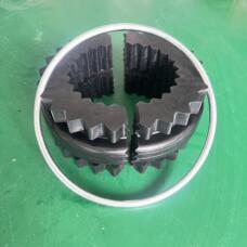 Split toothed flexible coupling ring and metal retaining ring, supplied by IKSONIC