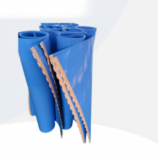 Blue conveyor belt rolls with exposed finger-joint edges in the IKSONIC supplier catalog.