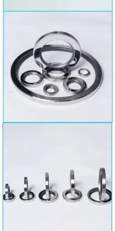 Supplier photo panels showing a stainless-steel oil-seal assortment above five pairs arranged to show front and side profiles, supplied by IKSONIC in China.