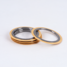 Vacuum pump shaft seal rings with dark gray inner lips and gold-colored outer lips, shown in a low stack with one ring leaning across the right side; supplied by IKSONIC in China.