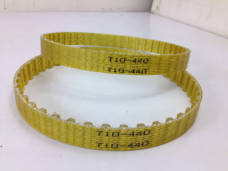 IKSONIC T10-440 PU steel-cord timing belts showing the tooth profile and model markings.