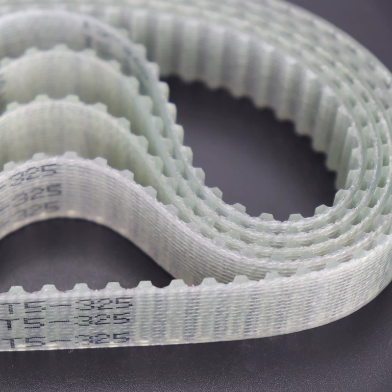 Example close-up of T5 polyurethane steel-cord timing belt teeth and reinforcement, marked T5-325; not the exact ordered T5-280 to T5-310 model Supplied by IKSONIC.