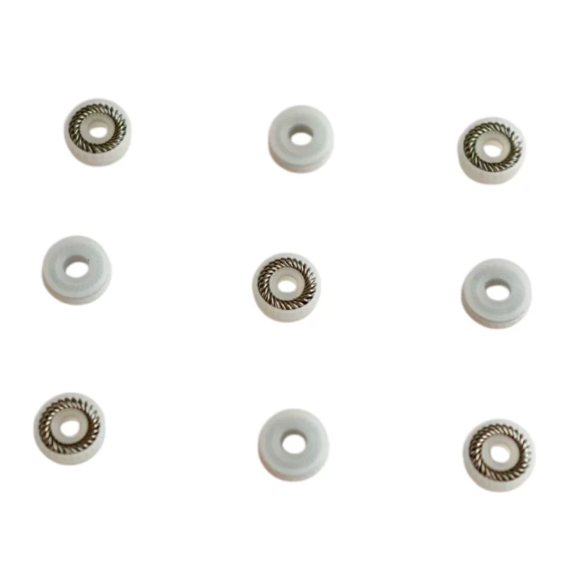 White dispensing seals arranged to show front and reverse faces, IKSONIC product view.