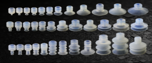 IKSONIC vacuum suction cups in three rows of different sizes and profiles.