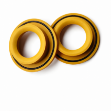 Two yellow VS-26 replacement seals with black rings and raised inner lips, overlapping side by side, IKSONIC supplier photo, reference 11069167.