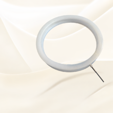 White inflatable silicone sealing ring with a slender air inlet on a light background.
