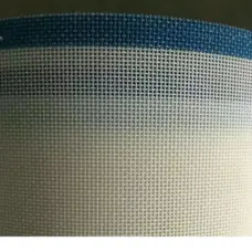 White IKSONIC woven mesh belt with a blue reinforced upper edge.