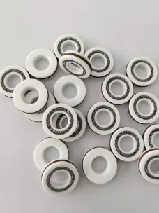 White rotary seals with canted spring channels and dark outer bands, IKSONIC product detail.