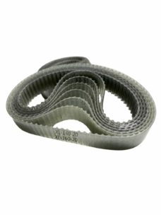 IKSONIC supplier photo of nested XL polyurethane timing belts with visible steel-wire reinforcement, inner teeth and original XL-160-20 markings on the front belt.